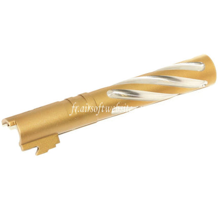 5KU 5 Pouces Acier Inoxydable Tornade Style Spirale Canon Extérieur +11mm CW sens horaire Convient pour Tokyo Marui Hi-Capa 5.1 GBB Pistolet Airsoft