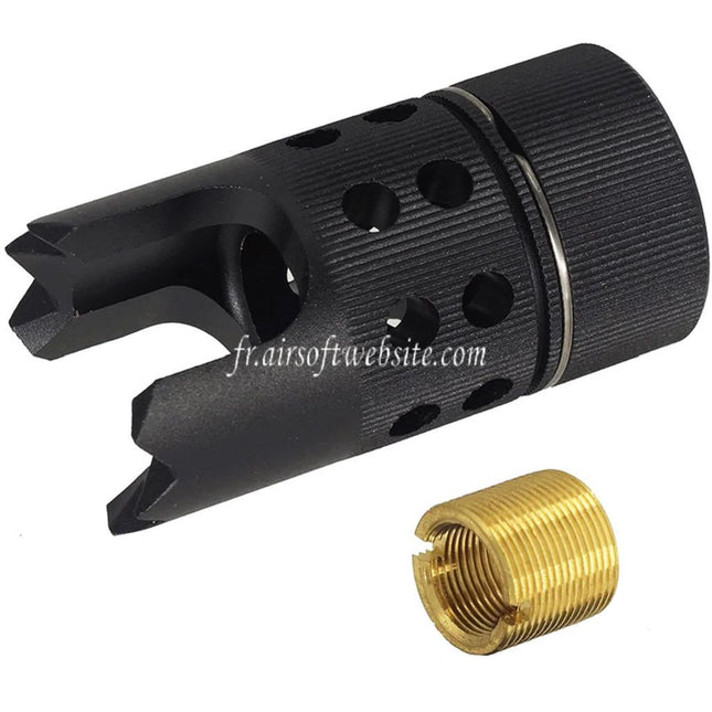 G&P M4 Rebar Cutter Acier Frein de Bouche -14mm CCW Fileté sens antihoraire / +14mm CW Fileté sens horaire Noir