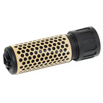 Airsoft Website 125mm 5 Pouces 5.56 Style QDC Silencieux avec Frein de Bouche Convient pour -14mm CCW sens antihoraire Canon Fusil Airsoft Noir/Tan