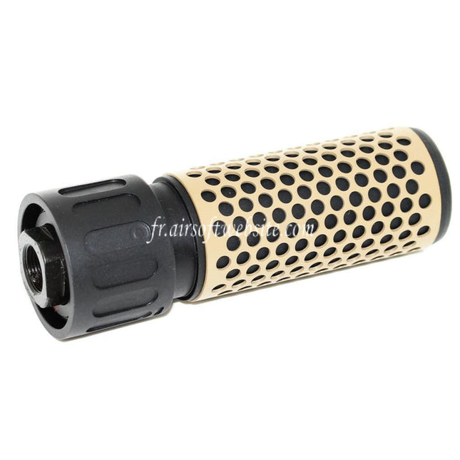 Airsoft Website 125mm 5 Pouces 5.56 Style QDC Silencieux avec Frein de Bouche Convient pour -14mm CCW sens antihoraire Canon Fusil Airsoft Noir/Tan