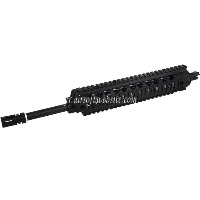 E&C Aluminum SR15 RAS Rail de Garde-Main Avant Ensemble avec 16 Pouces Extérieur Canon Convient pour M4 M16 Série AEG Fusils Airsoft Noir