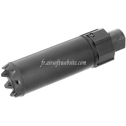 5KU Socom Mini Monster QD Silencer with Muzzle Brake Fits -14mm CCW Counter-Clockwise Airsoft Rifle Barrel Black