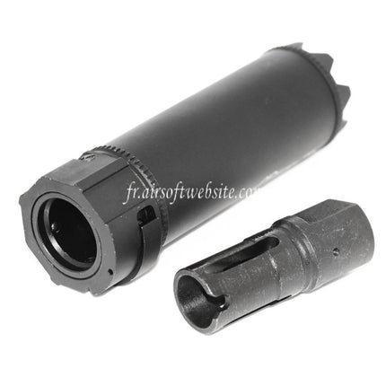 5KU Socom Mini Monster QD Silencer with Muzzle Brake Fits -14mm CCW Counter-Clockwise Airsoft Rifle Barrel Black
