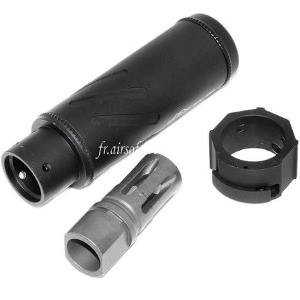 5KU 128mm/149mm SOCOM556 Mini QD Silencieux B avec Frein de Bouche Convient pour -14mm CCW sens antihoraire Canon Fusil Airsoft Noir