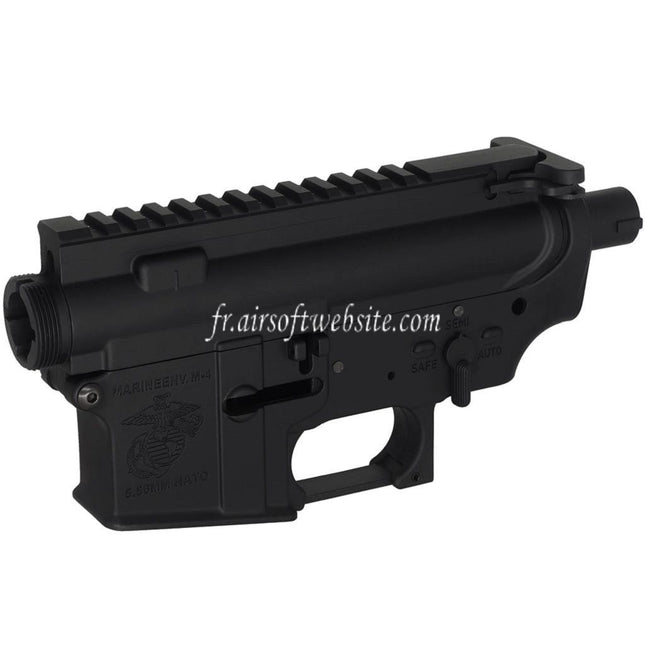 E&C Marine M4A1 Métal Boîtier Set (Logo gravé) Convient pour E&C Tokyo Marui M4 M16 Série AEG Fusils Airsoft Noir
