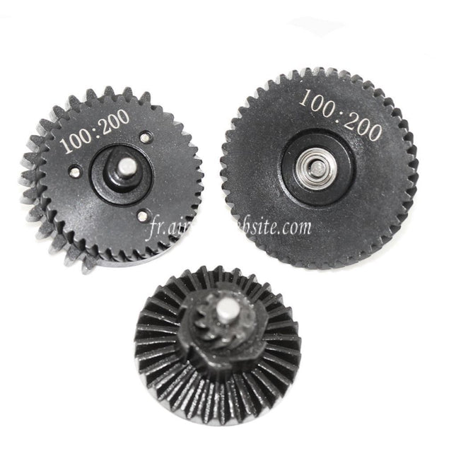 Army Force CNC Acier 100:200 3mm Ball Bearing Helical Type Couple élevé Engrenage Set Convient pour Version 2/3 V2 V3 AEG Vitesse Boîte Fusil Airsoft