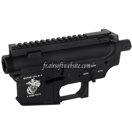 E&C Marine M4A1 Métal Boîtier Set (Logo laser) Convient pour E&C Tokyo Marui M4 M16 Série AEG Fusils Airsoft Noir