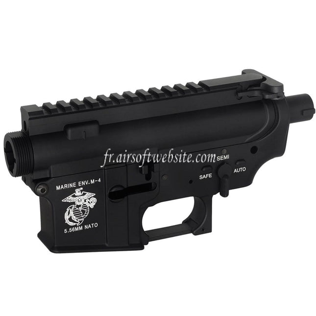 E&C Marine M4A1 Métal Boîtier Set (Logo laser) Convient pour E&C Tokyo Marui M4 M16 Série AEG Fusils Airsoft Noir