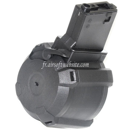 BATTLEAXE 1400 Billes Électrique Chargeur Tambour Convient pour M4 M16 Série AEG Fusil Airsoft Noir