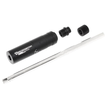 APS 6.03mm 190mm Power Up Extended Inner Barrel and Silencer with Adapter (-12mm CCW To -14mm CCW) Suitable for ACP601 Black Hornet Series GBB Airsoft Pistol