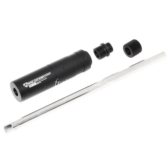 APS 6.03mm 190mm Power Up Extended Canon Interne and Silencieux avec Adapter (-12mm CCW To -14mm CCW) Convient pour ACP601 Black Hornet Série GBB Pistolet Airsoft