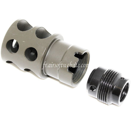 Airsoft Website 55mm DTK-2 Style Frein de Bouche Cache-Flamme Convient pour -14mm CCW sens antihoraire Canon Fusil