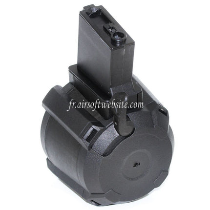 BATTLEAXE 1400 Rounds Sound Control Electric Drum Charger Suitable for M4 M16 Series AEG Airsoft Rifle Black