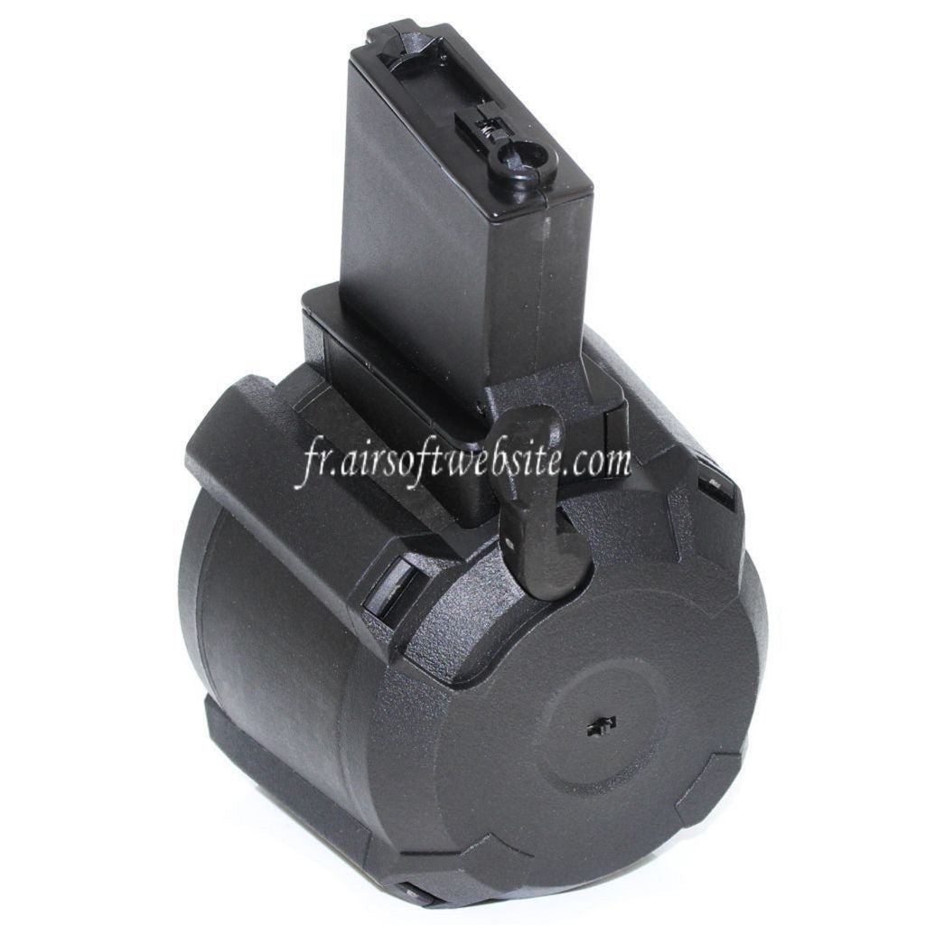 BATTLEAXE 1400 Billes Contrôle du son Électrique Chargeur Tambour Convient pour M4 M16 Série AEG Fusil Airsoft Noir