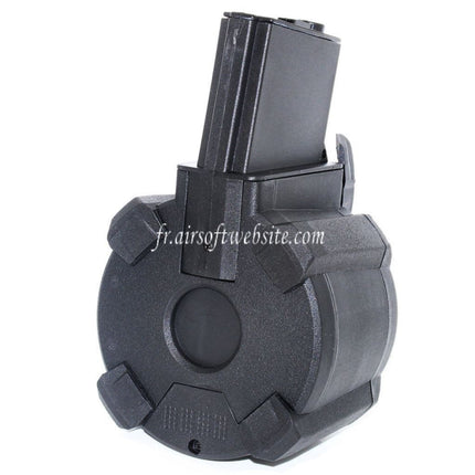 BATTLEAXE 1400 Rounds Sound Control Electric Drum Charger Suitable for M4 M16 Series AEG Airsoft Rifle Black