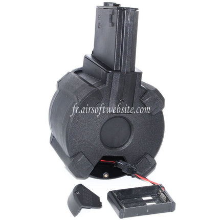 BATTLEAXE 1400 Rounds Sound Control Electric Drum Charger Suitable for M4 M16 Series AEG Airsoft Rifle Black