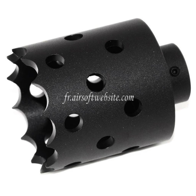 Airsoft Website 43mm/55mm Hole Saw Attack Style Métal Frein de Bouche Cache-Flamme Convient pour -14mm CCW sens antihoraire Canon Fusil Noir