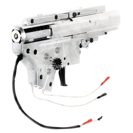 APS Quick Change Spring System Ambidextrous Silver Edge Extreme 8mm German Bearing V2 Version 2 Vitesse Boîte Convient pour M4 M16 Série AEG EBB Fusil Airsoft Arrière Câblage