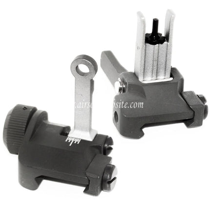 Airsoft Website KAC Style 300M Metall Klappvisier Set Passend für MK18 MOD-1 M4 M16 AEG Gewehr Schwarz/Silber