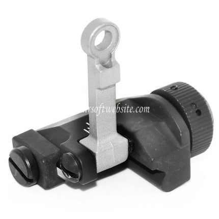 Airsoft Website KAC Style 300M Metall Klappvisier Set Passend für MK18 MOD-1 M4 M16 AEG Gewehr Schwarz/Silber