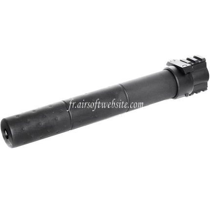 Airsoft Website 261mm CM072 SR25 Style QD Schalldämpfer mit Gas Block passend für AEG GBB Gewehr Schwarz