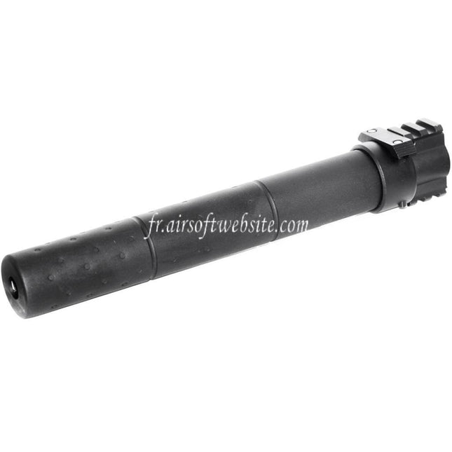 Airsoft Website 261mm CM072 SR25 Style QD Silencieux avec Gaz Block Convient pour AEG GBB Fusil Noir