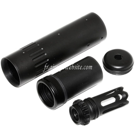 CYMA 150mm AAC SCAR-SD 5.56 QD Schalldämpfer mit Mündungsbremse Passend für -14mm CCW Linksgewinde Airsoft Gewehrlauf Schwarz