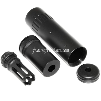CYMA 150mm AAC SCAR-SD 5.56 QD Schalldämpfer mit Mündungsbremse Passend für -14mm CCW Linksgewinde Airsoft Gewehrlauf Schwarz