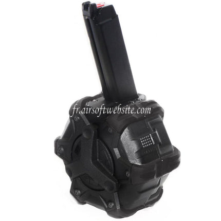 Armorer Works AW Custom 350 Billes Gaz Adaptive Chargeur Tambour Convient pour G17 G18C G-Série GBB Pistolet Airsoft