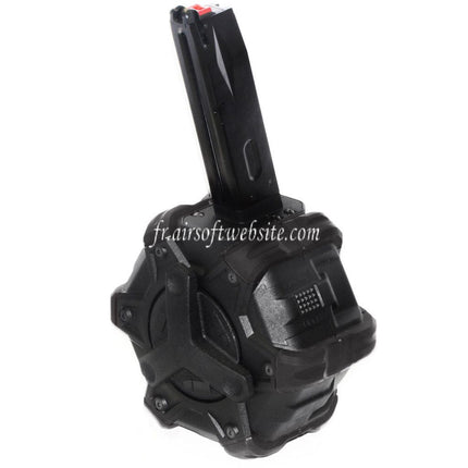 Armorer Works AW Custom 350 Billes Gaz Adaptive Chargeur Tambour Convient pour AW MB Série / KJW / WE (WE-TECH) / Tokyo Marui M9 M92 GBB Pistolet Airsoft