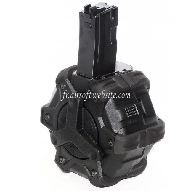 Armorer Works AW Custom 350 Billes Gaz Adaptive Chargeur Tambour Convient pour WE (WE-TECH) AP APACHE MP5 Série GBB Fusil Airsoft