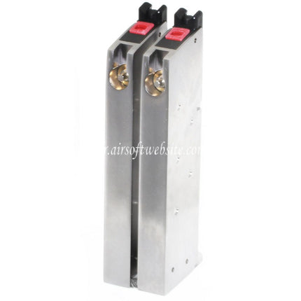 Armorer Works AW 32 Billes Double Canon Gaz Chargeur Convient pour AW MX Série / WE Double Canon 1911 Série GBB Pistolet Airsoft Argent (Skull Cam Plaque Base)