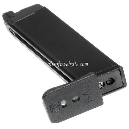 EMG SAI BLU 25-Round MOS Gas Magazine Fits Optic Ready Slide Version EMG SAI BLU Standard COMPACT / WE Galaxy / AW VX7 VX9 G17 G19 Series GBB Airsoft Pistol Black