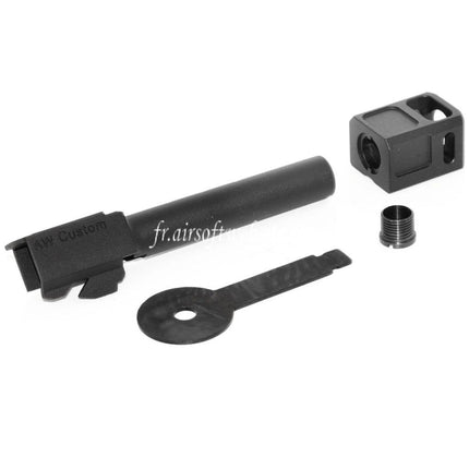 Armorer Works AW VX Canon Extérieur Kit avec Compensateur MOD-2 Convient pour AW VX7 Série / EMG SAI BLU Standard / ISSC M22 / Lonewolf / Tokyo Marui / WE G17 G18C GBB Pistolet Airsoft