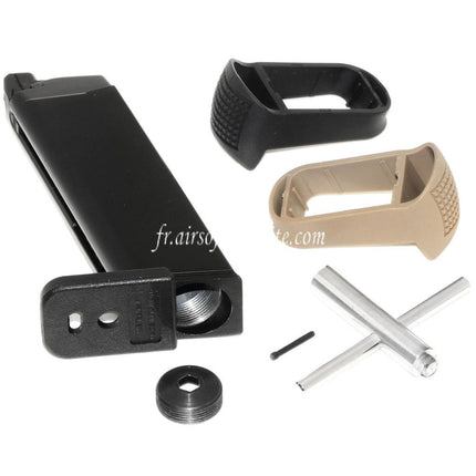 WE (WE-TECH) 25 Billes Co2 Chargeur Valve Key Poignée Extension Set Convient pour G17 G18C G34 G35 G-Série GBB Pistolet Airsoft Noir