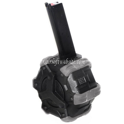Armorer Works AW Custom 350 Billes Gaz Adaptive Chargeur Tambour Convient pour EMG SAI Red / AW NE Série / WE (WE-TECH) Single Stack 1911 GBB Pistolet Airsoft