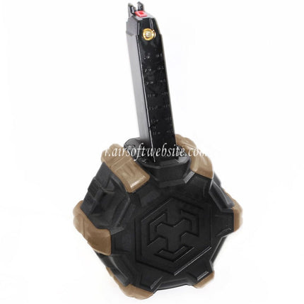 Armorer Works AW Custom 350 Billes Gaz Adaptive Chargeur Tambour Convient pour G17 G18C G-Série GBB Pistolet Airsoft