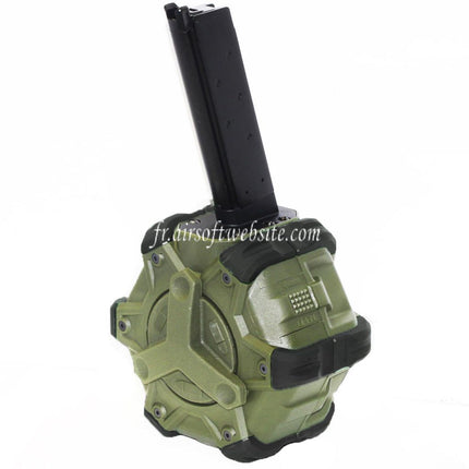 WE (WE-TECH) 350 Billes Gaz Chargeur Tambour Convient pour EMG SAI Red / AW NE Série / WE Single Stack 1911 GBB Pistolet Airsoft