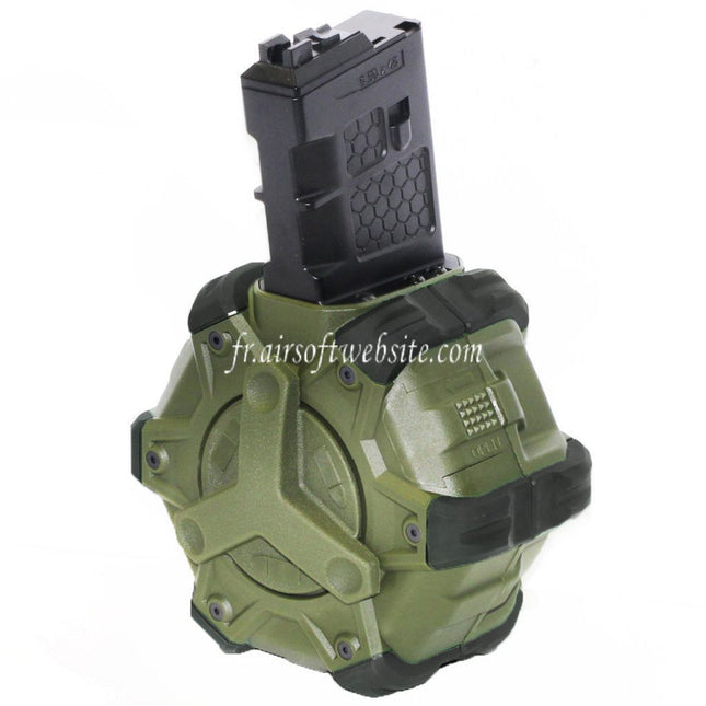 WE (WE-TECH) 350 Billes Gaz Chargeur Tambour Convient pour WE (WE-TECH) Open Bolt Type L85 / SCAR-L / R5C / T65 / HK416 / AR M4 M16 GBB Fusil Airsoft