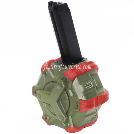 WE (WE-TECH) 350 Billes Gaz Chargeur Tambour Convient pour G17 G18C G-Série GBB Pistolet Airsoft