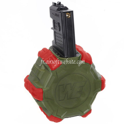 WE (WE-TECH) 350 Billes Gaz Chargeur Tambour Convient pour WE (WE-TECH) Open Bolt Type L85 / SCAR-L / R5C / T65 / HK416 / AR M4 M16 GBB Fusil Airsoft