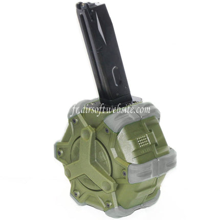 WE (WE-TECH) 350 Billes Gaz Chargeur Tambour Convient pour AW MB Série / KJW / WE / Tokyo Marui M9 M92 GBB Pistolet Airsoft