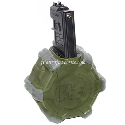 WE (WE-TECH) 350 Billes Gaz Chargeur Tambour Convient pour WE (WE-TECH) Open Bolt Type L85 / SCAR-L / R5C / T65 / HK416 / AR M4 M16 GBB Fusil Airsoft