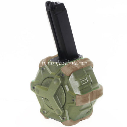 WE (WE-TECH) 350 Billes Gaz Chargeur Tambour Convient pour G17 G18C G-Série GBB Pistolet Airsoft