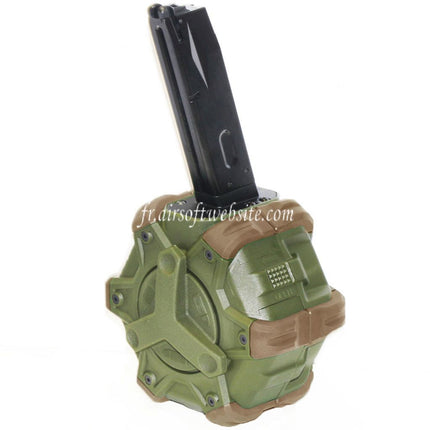 WE (WE-TECH) 350 Billes Gaz Chargeur Tambour Convient pour AW MB Série / KJW / WE / Tokyo Marui M9 M92 GBB Pistolet Airsoft