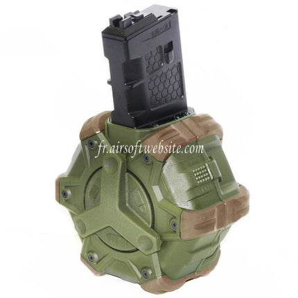 WE (WE-TECH) 350 Billes Gaz Chargeur Tambour Convient pour WE (WE-TECH) Open Bolt Type L85 / SCAR-L / R5C / T65 / HK416 / AR M4 M16 GBB Fusil Airsoft