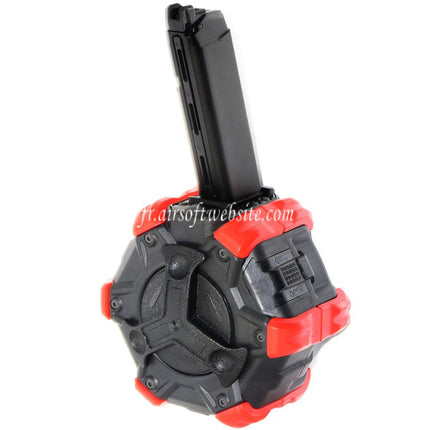 DOUBLE BELL 350 Rounds Gas Adaptive Drum Magazine Suitable for G17 G18C G-Series GBB Airsoft Pistol