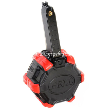 DOUBLE BELL 350 Rounds Gas Adaptive Drum Magazine Suitable for G17 G18C G-Series GBB Airsoft Pistol