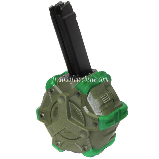 WE (WE-TECH) 350 Billes Gaz Chargeur Tambour Convient pour WE PCC Type 888 888C RARS R5C M4 M16 Série GBB Fusil Airsoft