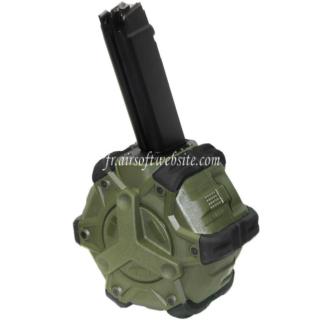 WE (WE-TECH) 350 Billes Gaz Chargeur Tambour Convient pour WE PCC Type 888 888C RARS R5C M4 M16 Série GBB Fusil Airsoft